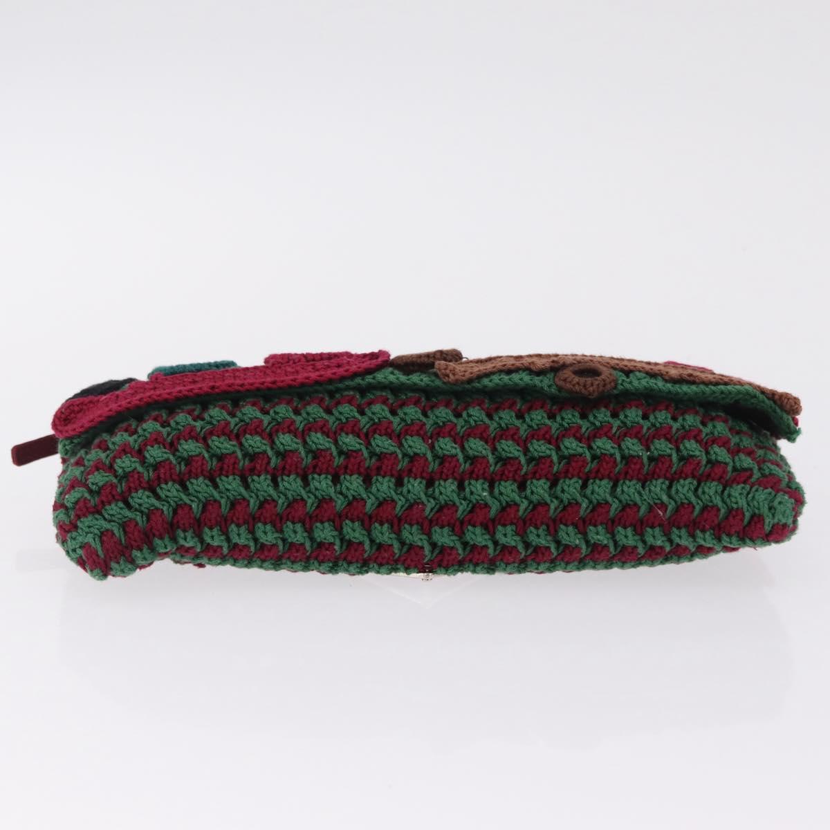 PRADA Pouch Knitted Fabrics Green Silver