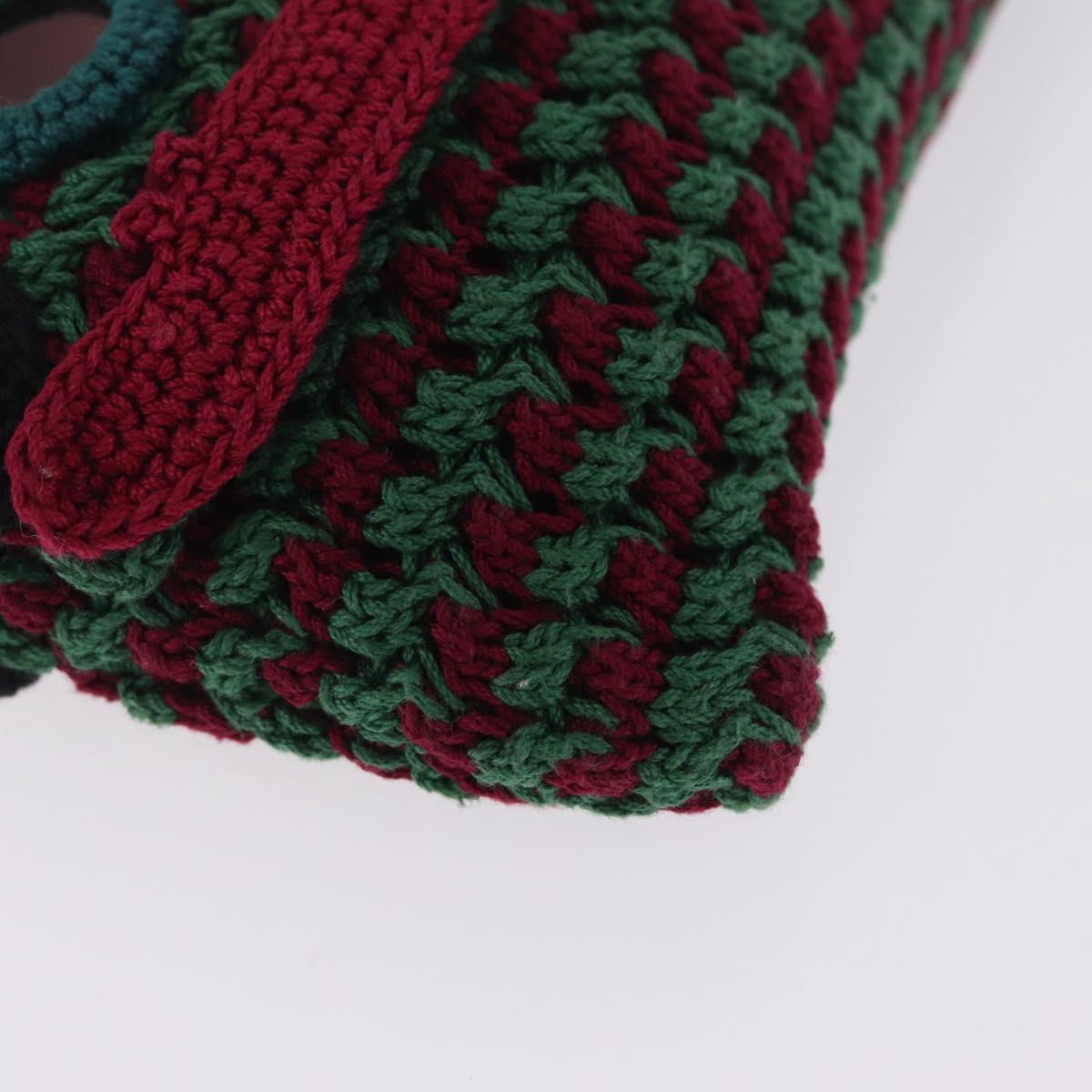 PRADA Pouch Knitted Fabrics Green Silver