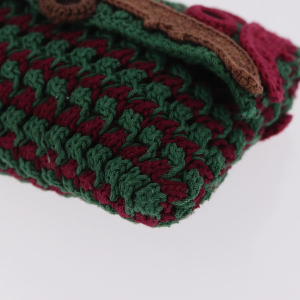 PRADA Pouch Knitted Fabrics Green Silver