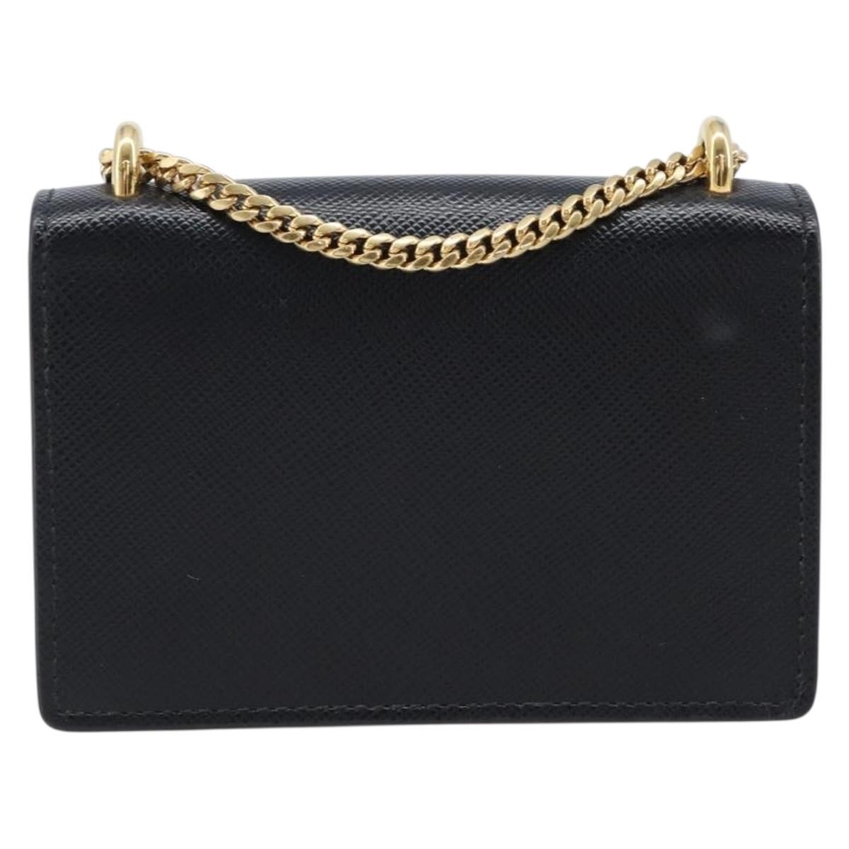 PRADA Chain Pouch Saffiano leather Black Gold