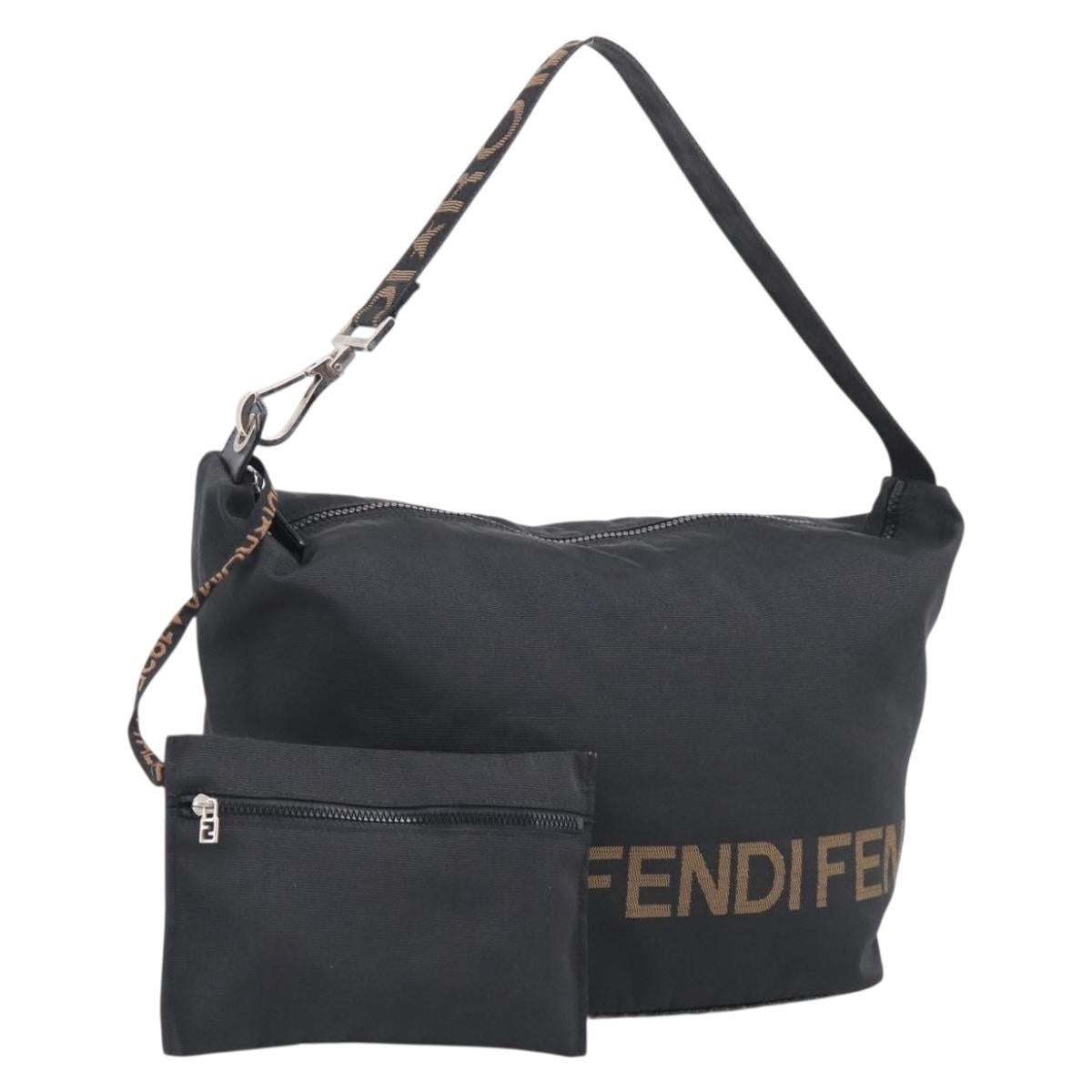 FENDI Shoulder Bag Canvas Black Silver 26587