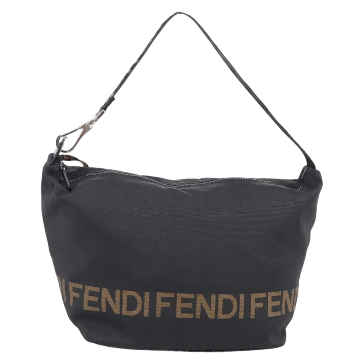 FENDI Shoulder Bag Canvas Black Silver 26587