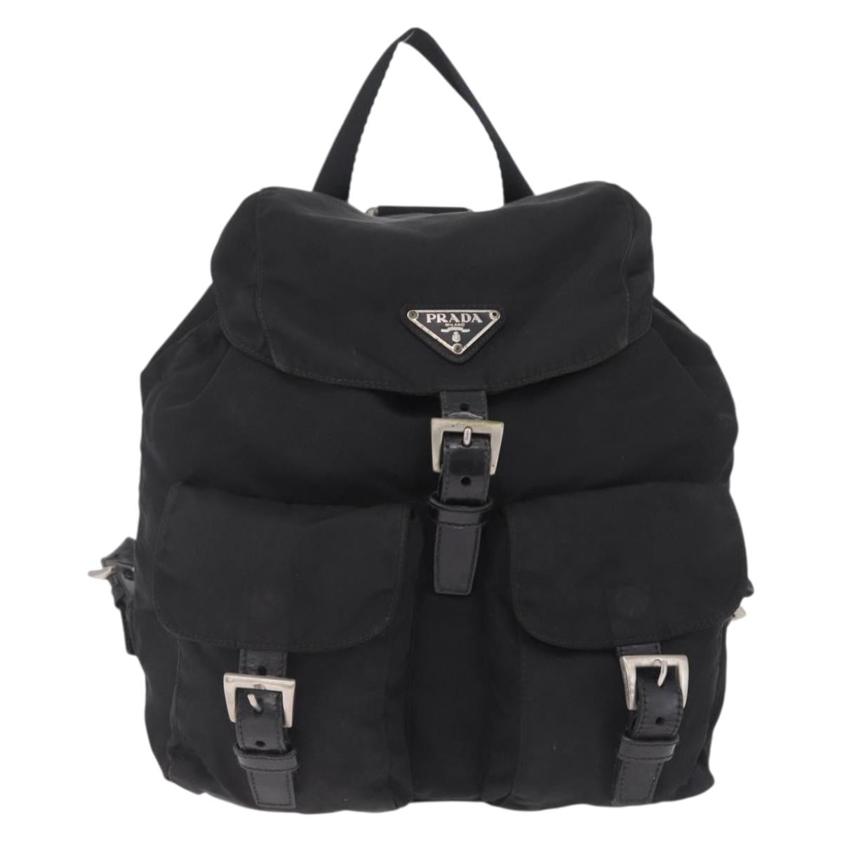 PRADA Backpack Nylon Black Silver