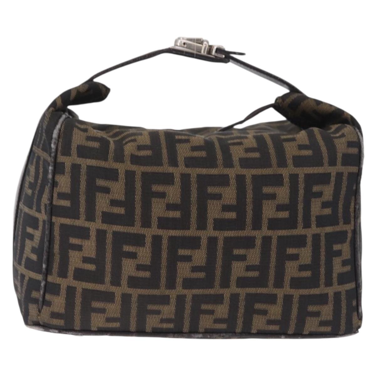 FENDI Zucca Canvas Hand Bag Black Brown