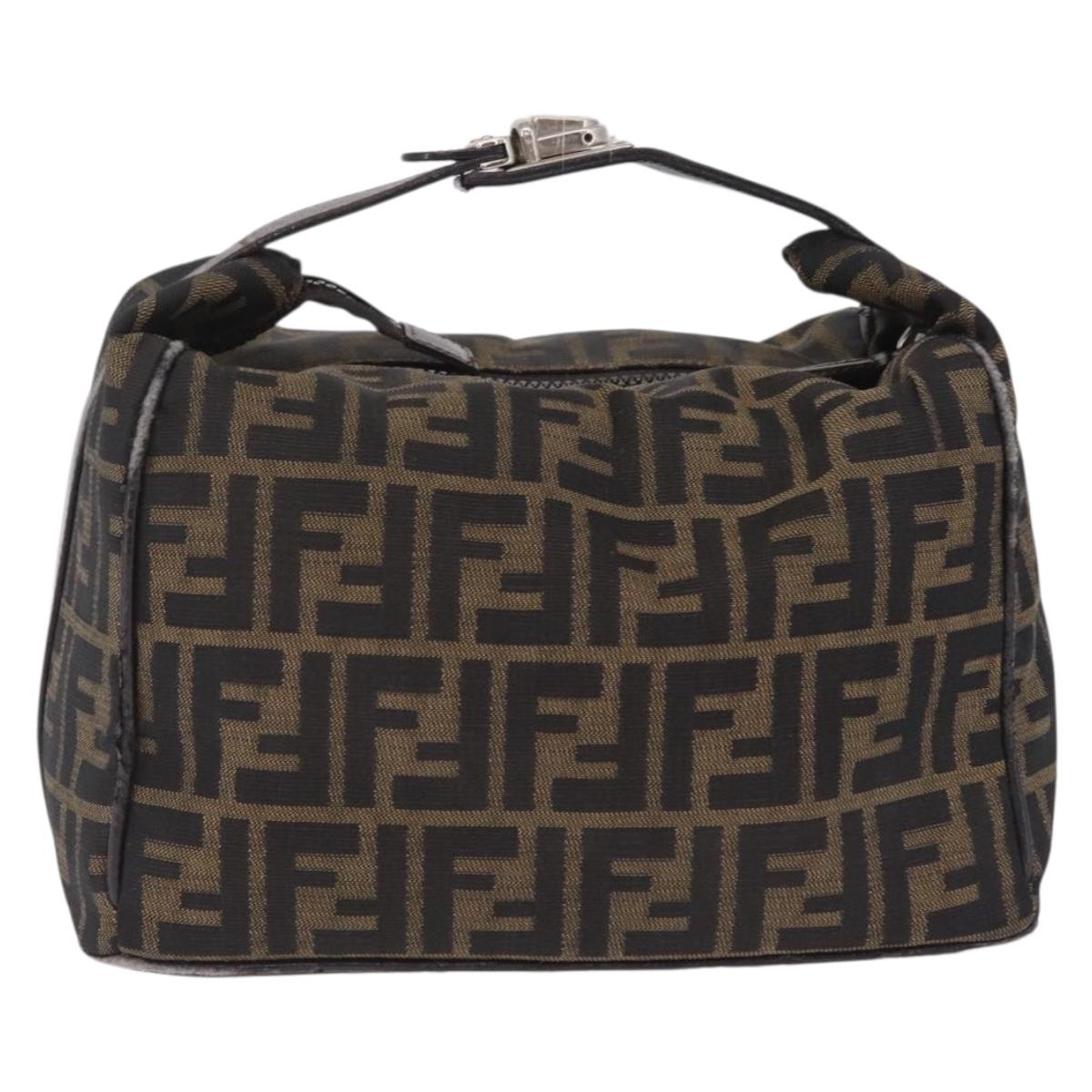 FENDI Zucca Canvas Hand Bag Black Brown