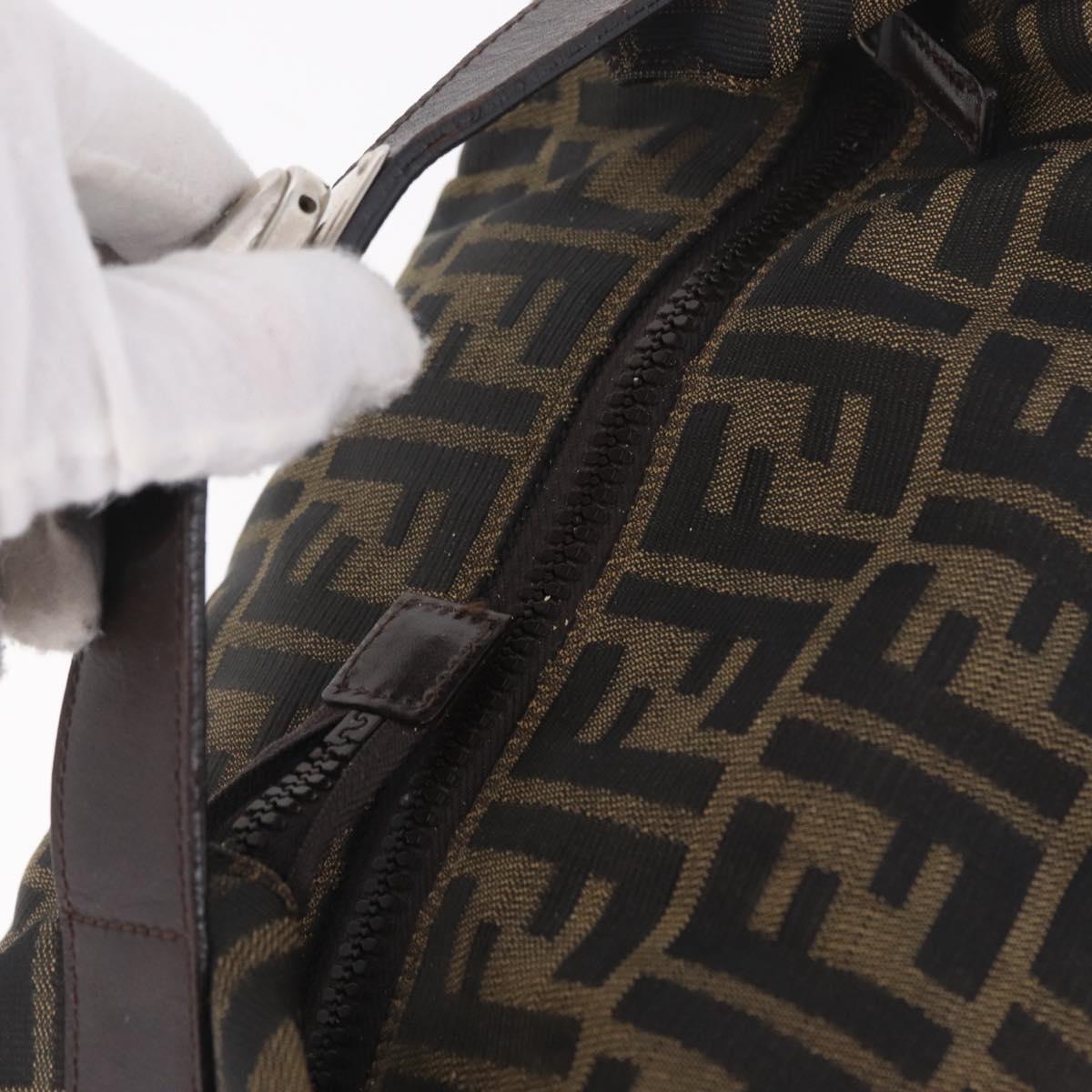 FENDI Zucca Canvas Hand Bag Black Brown