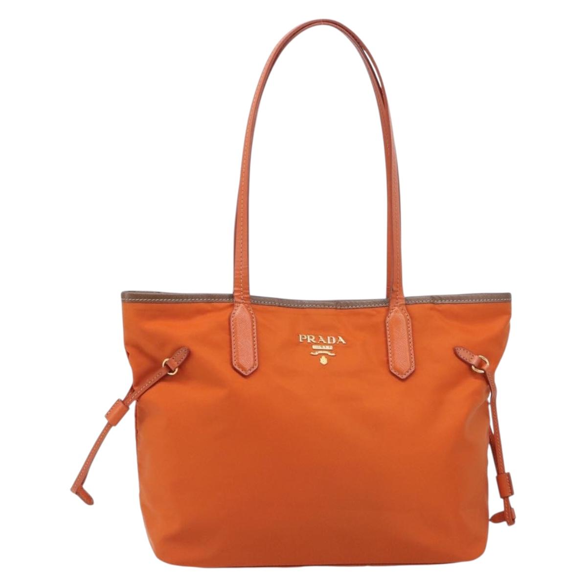 PRADA Tote Bag Nylon Orange Gold