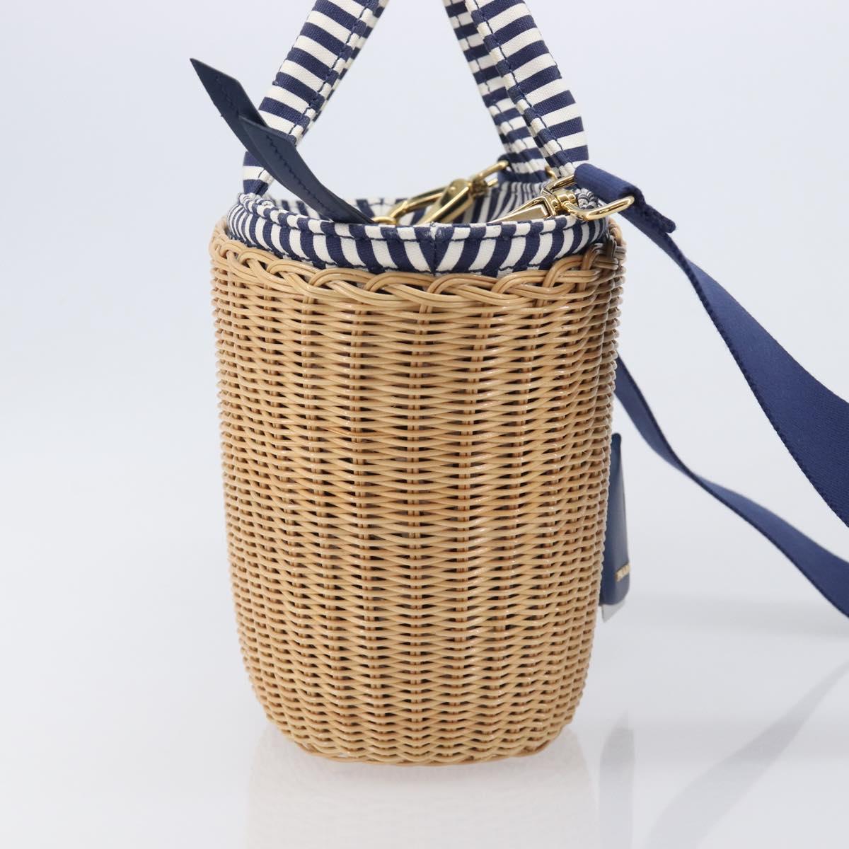 PRADA Hand Bag Raffia 2way Beige Gold