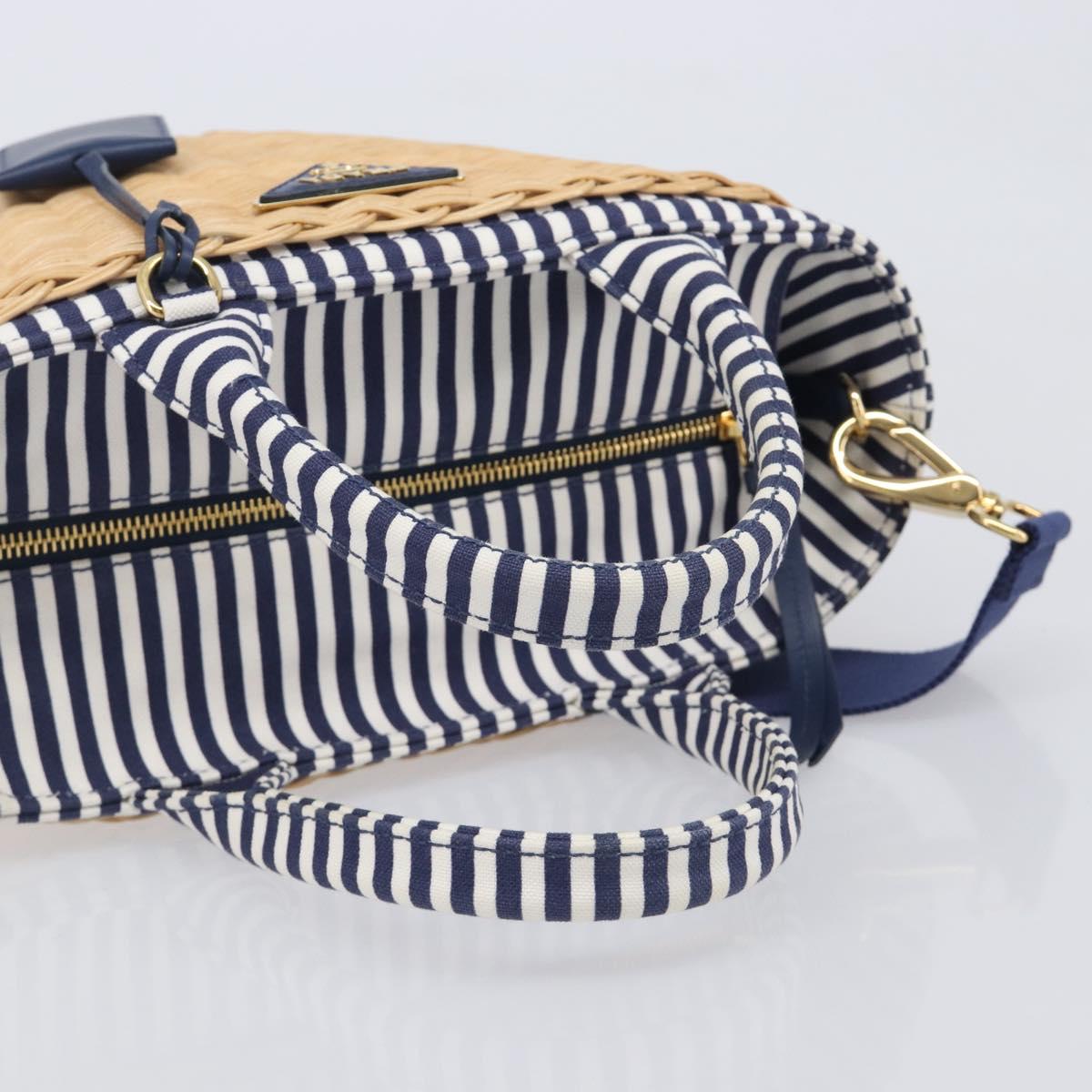 PRADA Hand Bag Raffia 2way Beige Gold