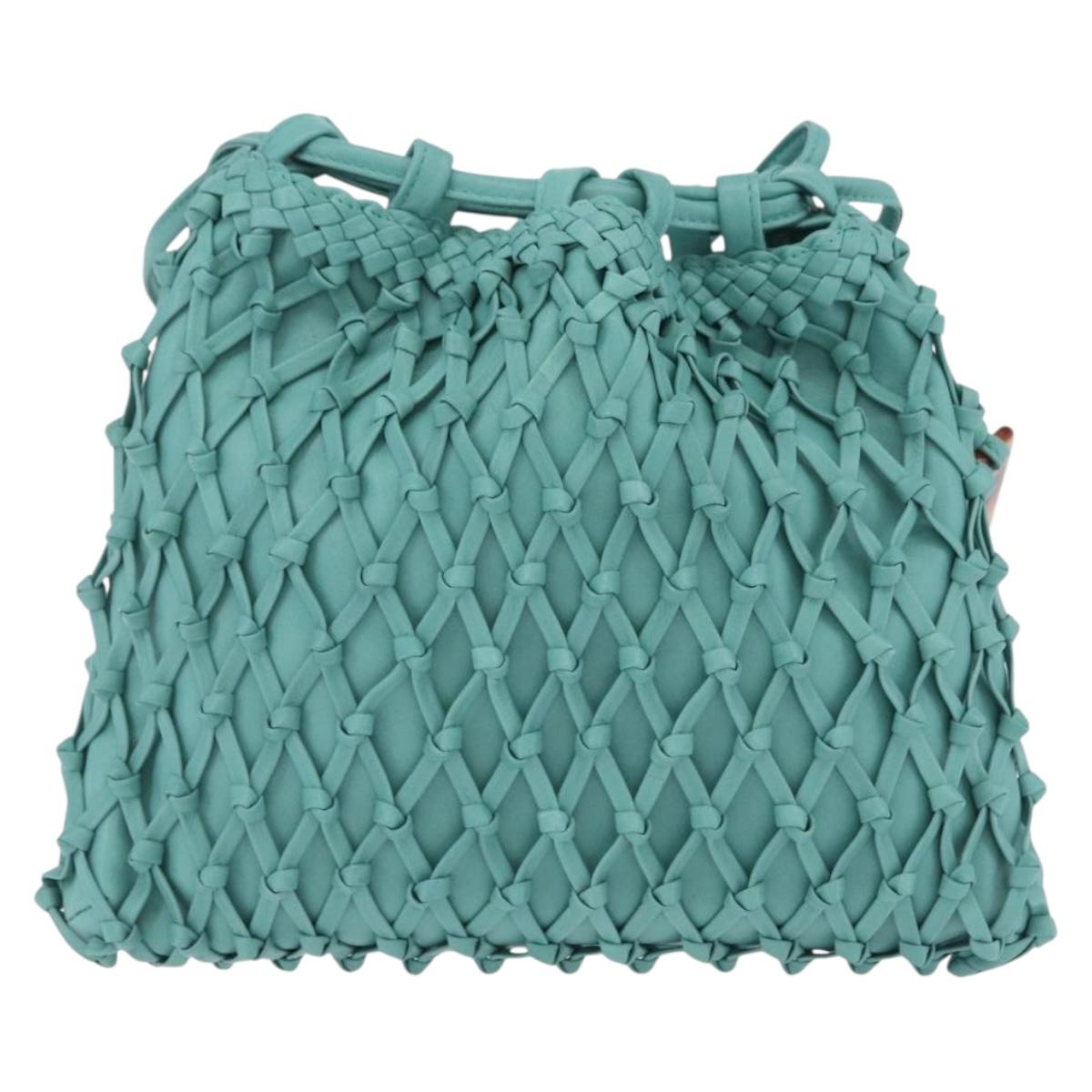 CHANEL Drawstring Shoulder Bag Lamb Skin Green CC