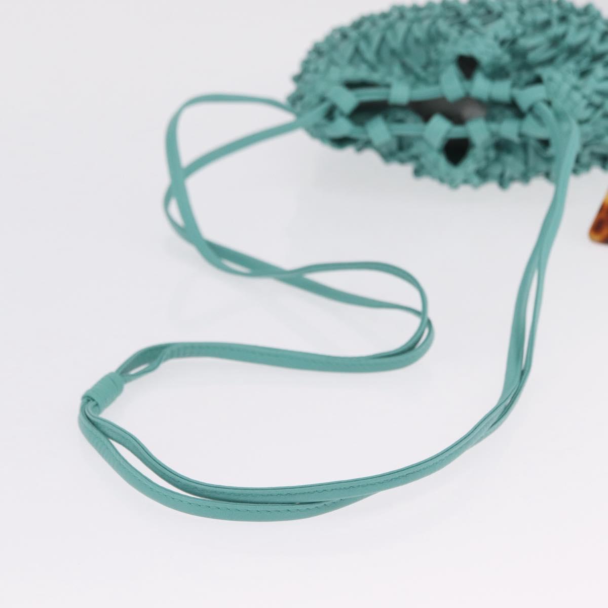CHANEL Drawstring Shoulder Bag Lamb Skin Green CC