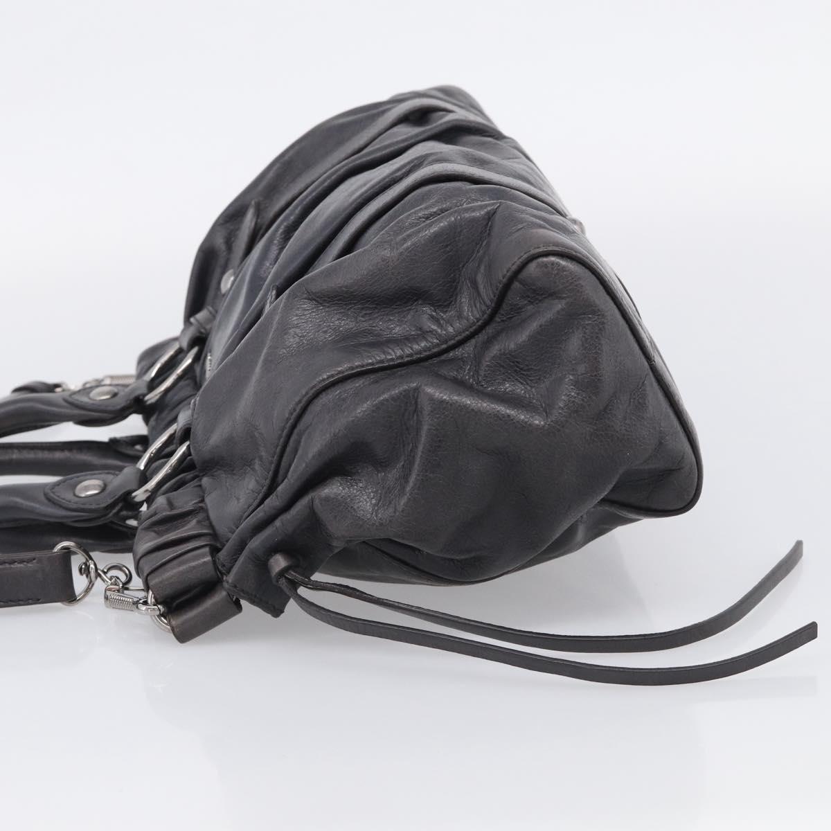 Miu Miu Hand Bag Leather 2way Gray Silver