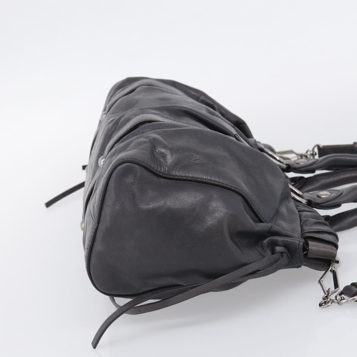 Miu Miu Hand Bag Leather 2way Gray Silver