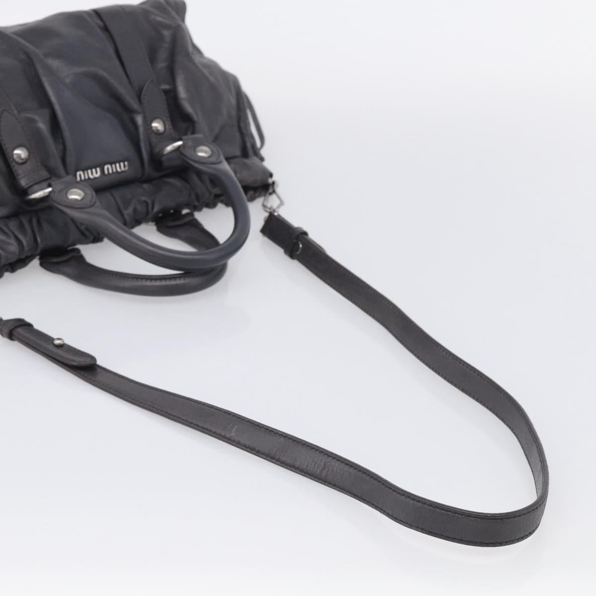 Miu Miu Hand Bag Leather 2way Gray Silver