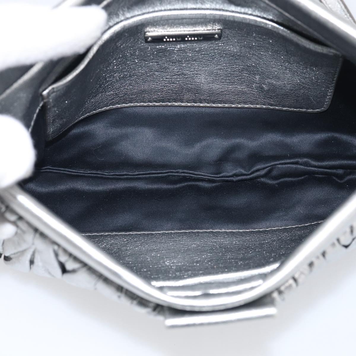 Miu Miu Matelasse Shoulder Bag Leather Silver