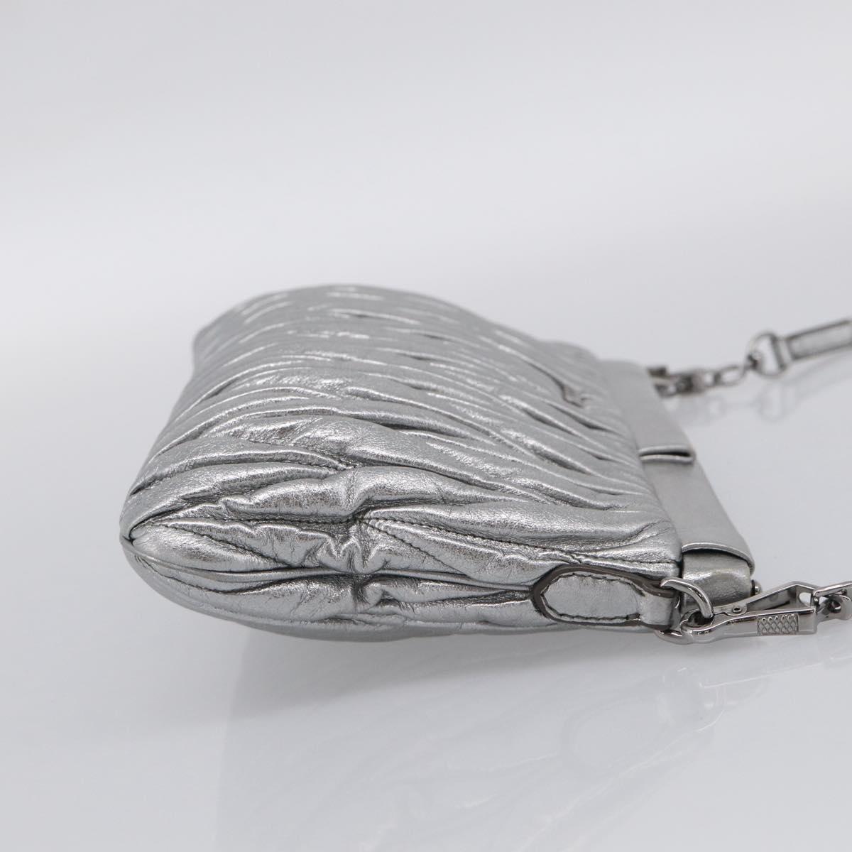 Miu Miu Matelasse Shoulder Bag Leather Silver