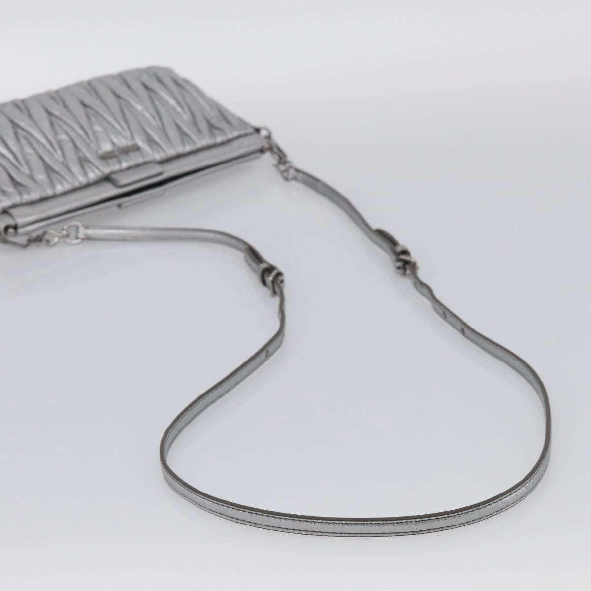 Miu Miu Matelasse Shoulder Bag Leather Silver