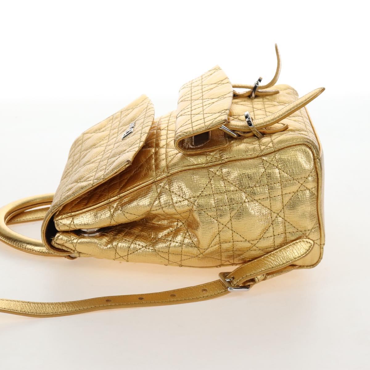 Christian Dior Canage Backpack Leather Gold Silver