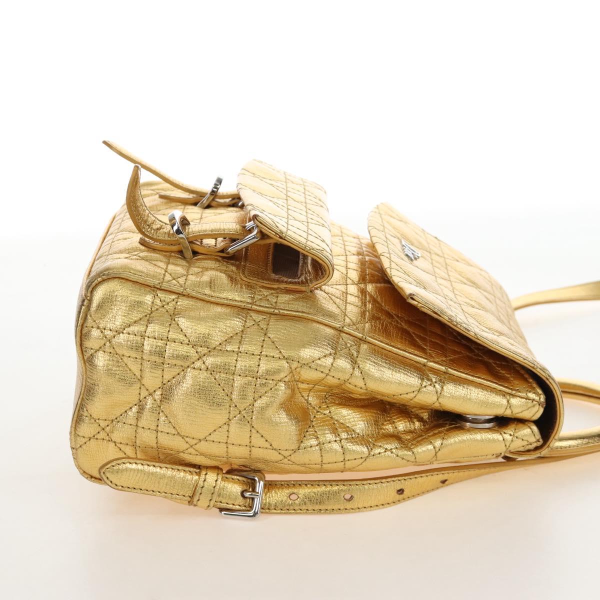 Christian Dior Canage Backpack Leather Gold Silver