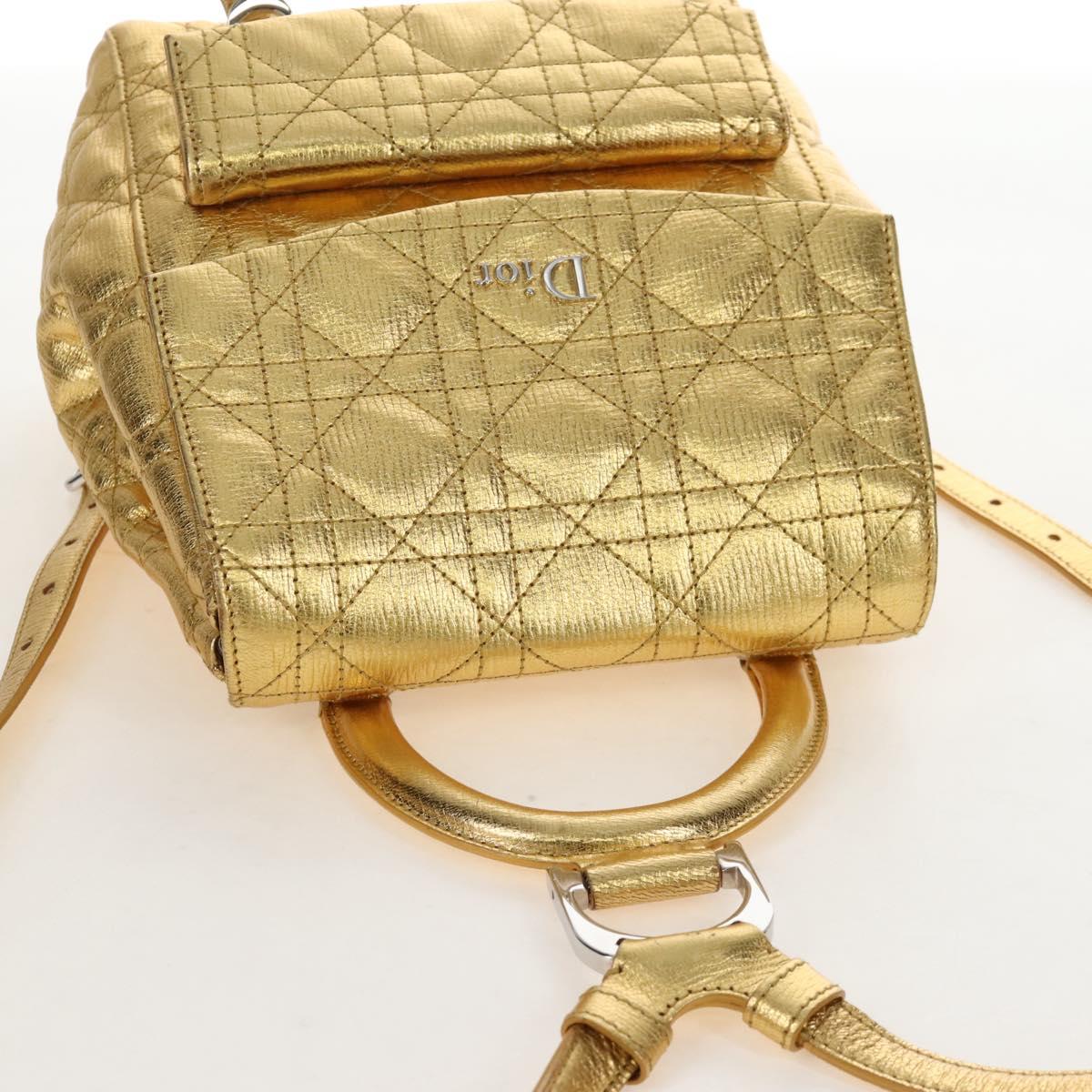 Christian Dior Canage Backpack Leather Gold Silver