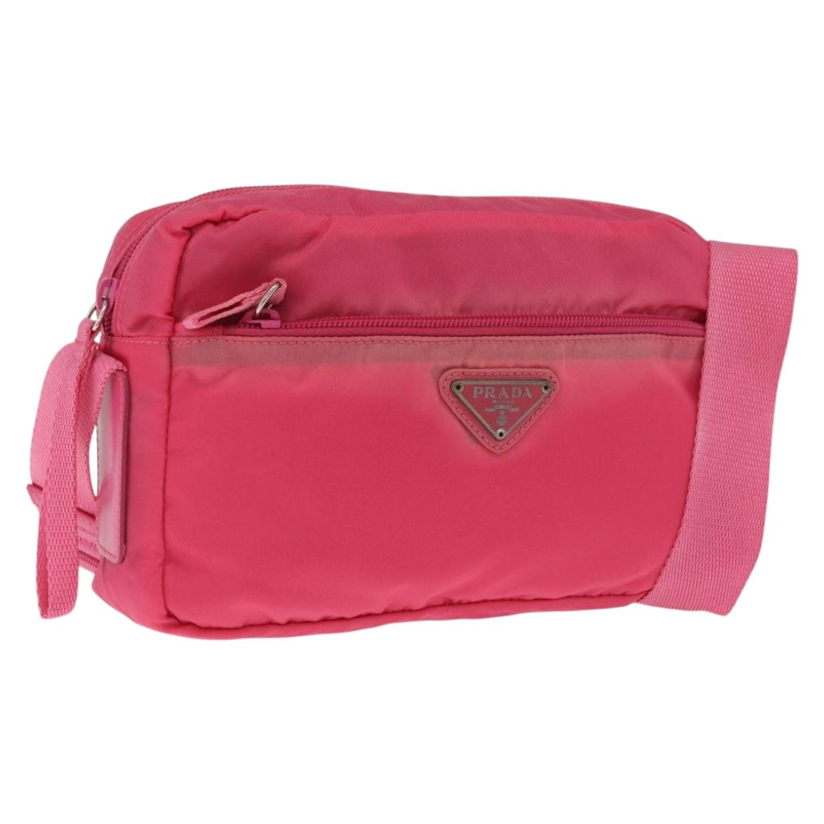 PRADA Shoulder Bag Nylon Pink Silver