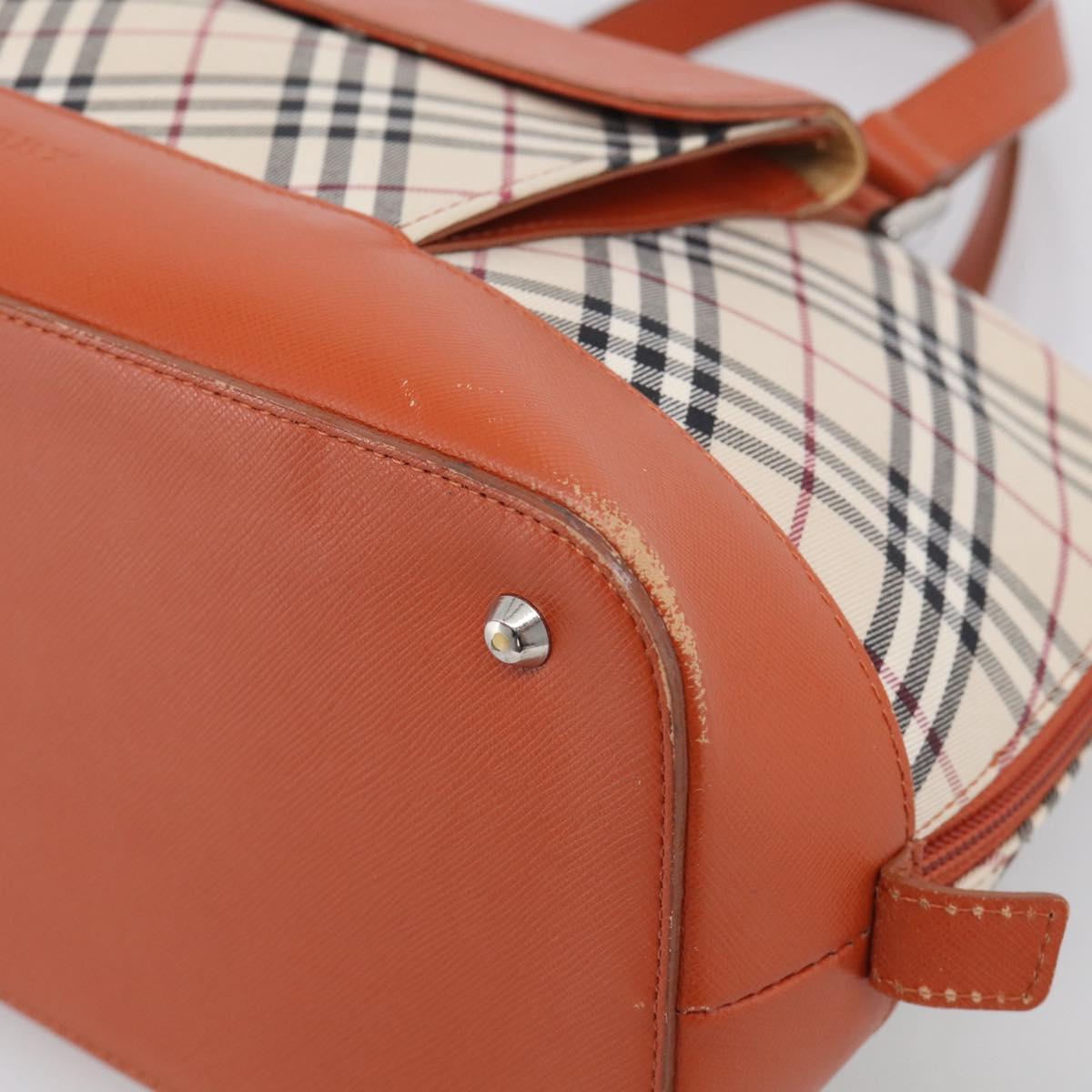 BURBERRY Nova Check Hand Bag Canvas Beige Silver