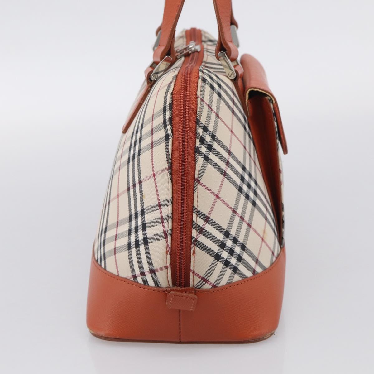 BURBERRY Nova Check Hand Bag Canvas Beige Silver