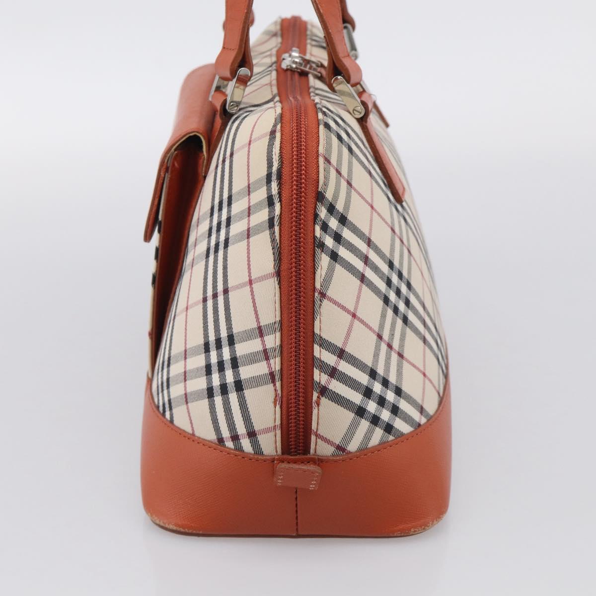 BURBERRY Nova Check Hand Bag Canvas Beige Silver