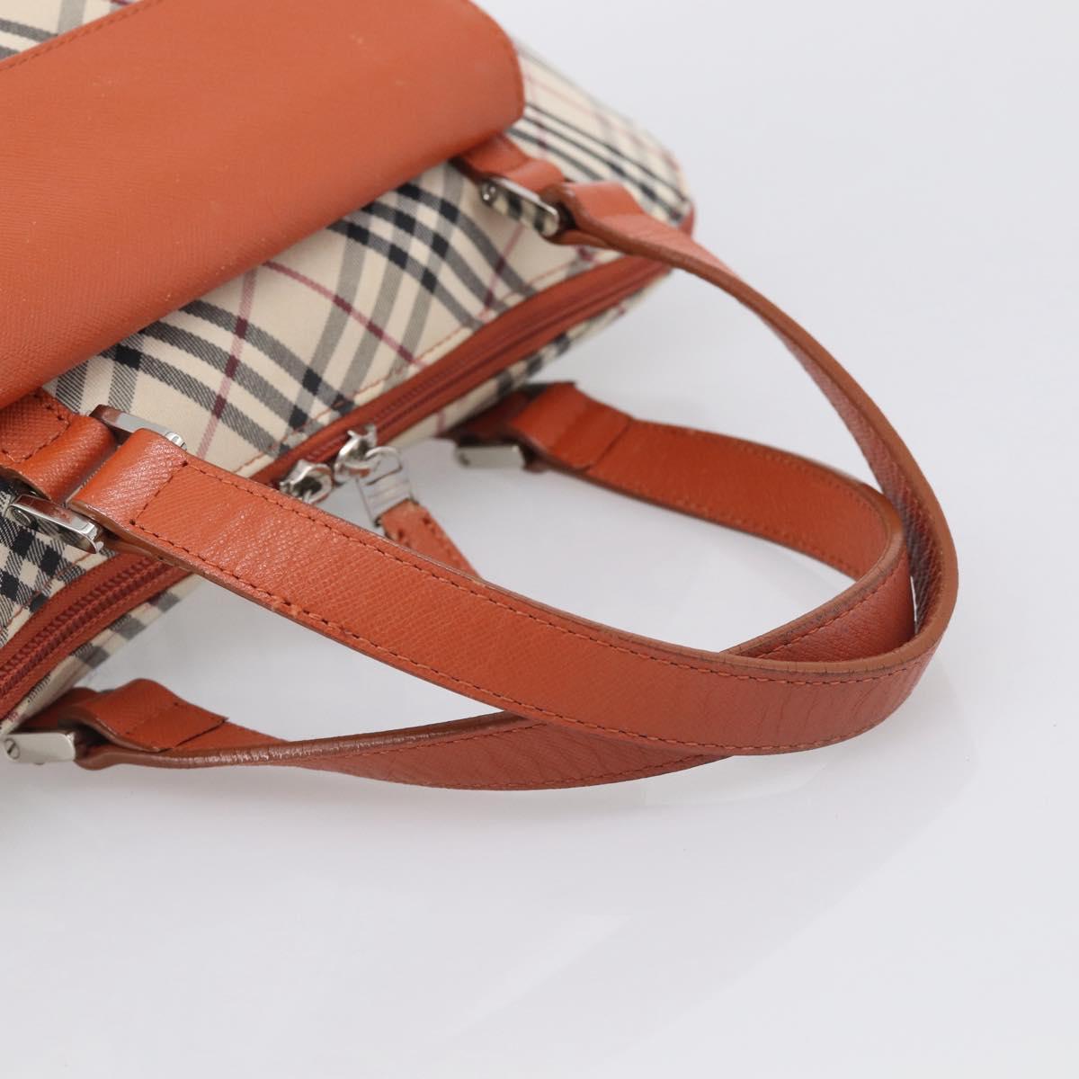 BURBERRY Nova Check Hand Bag Canvas Beige Silver