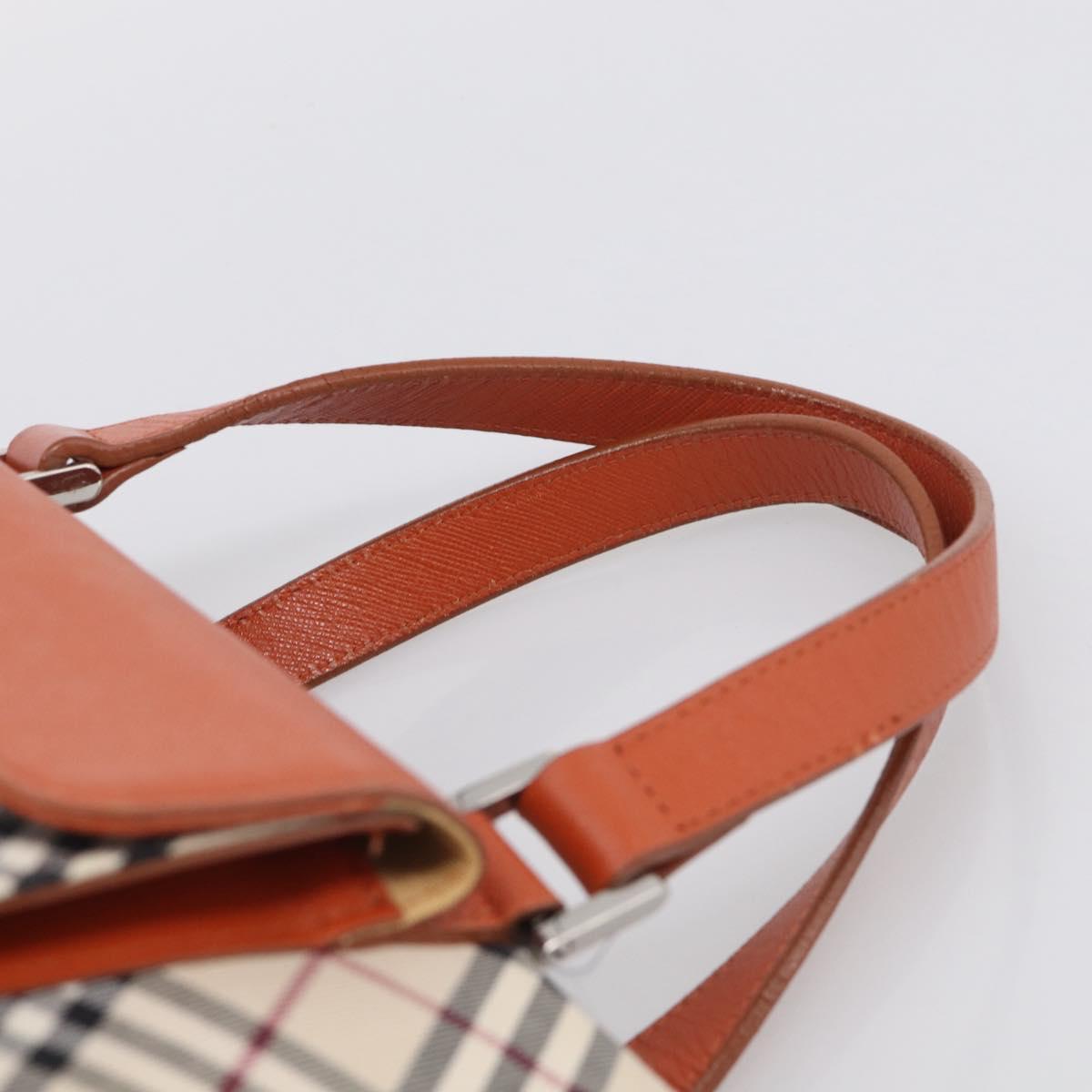 BURBERRY Nova Check Hand Bag Canvas Beige Silver