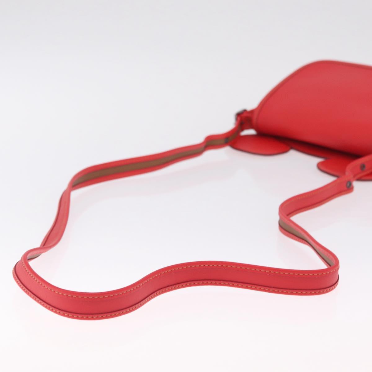Coach Shoulder Bag Leather Red Silver