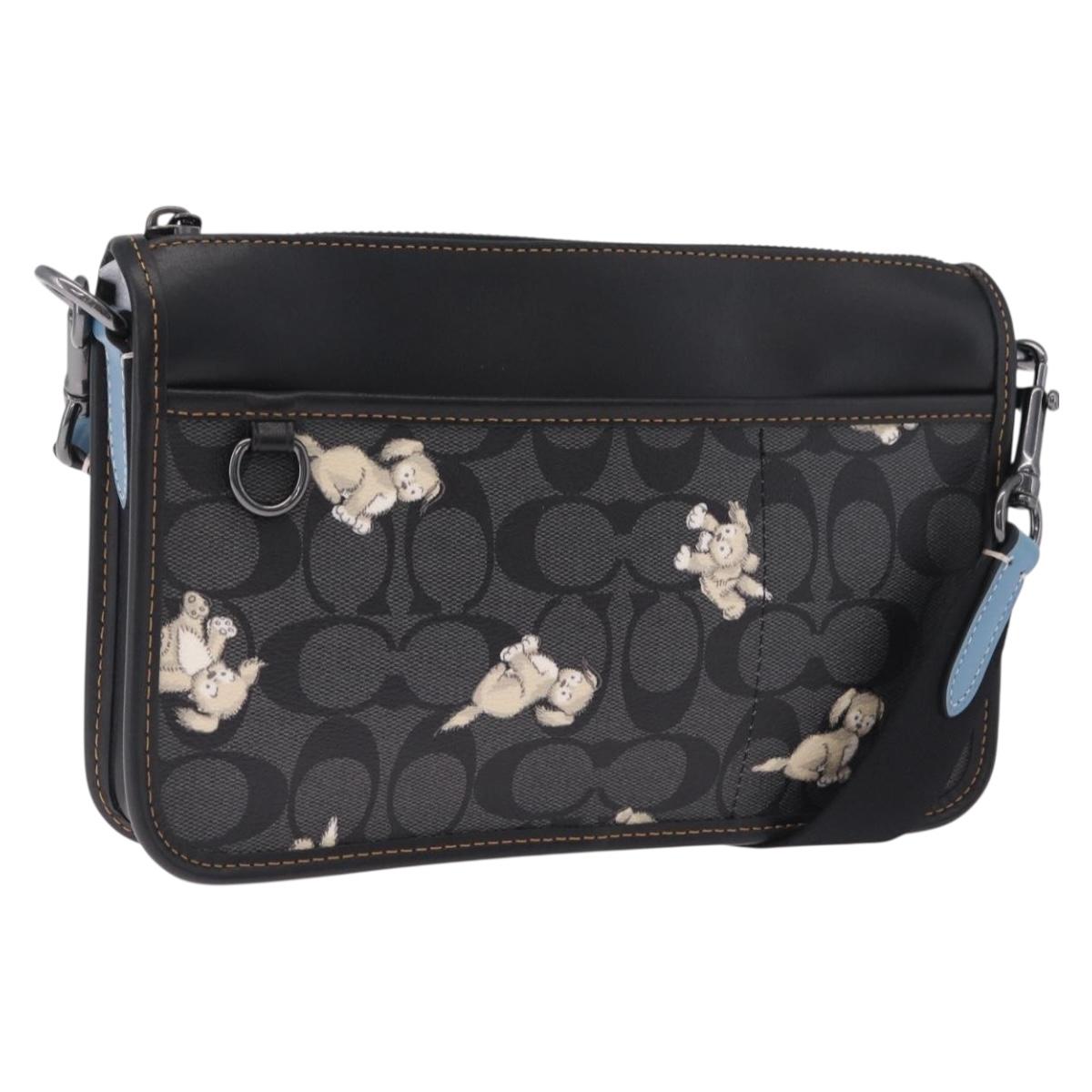 Coach Signature Shoulder Bag PVC Black