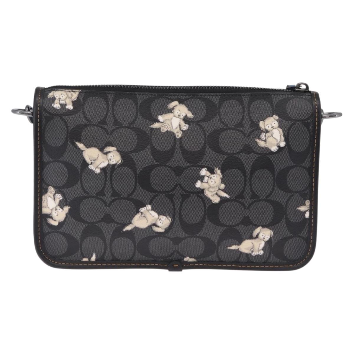 Coach Signature Shoulder Bag PVC Black