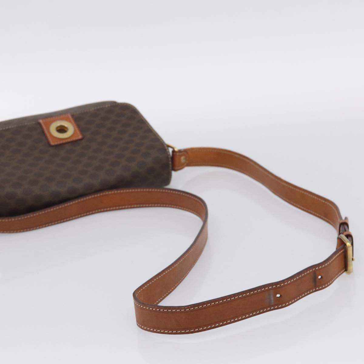 CELINE Macadam Canvas Shoulder Bag PVC Leather Brown Gold