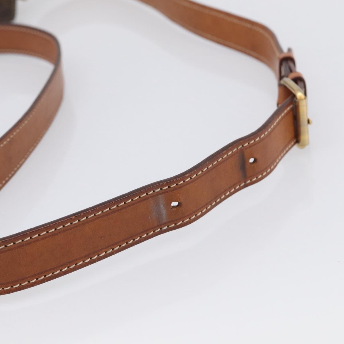 CELINE Macadam Canvas Shoulder Bag PVC Leather Brown Gold