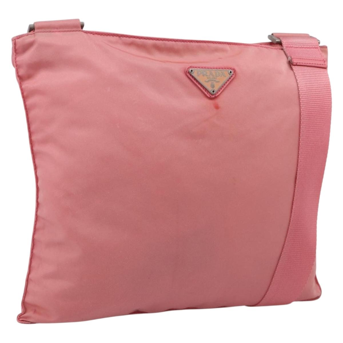 PRADA Shoulder Bag Nylon Pink Silver
