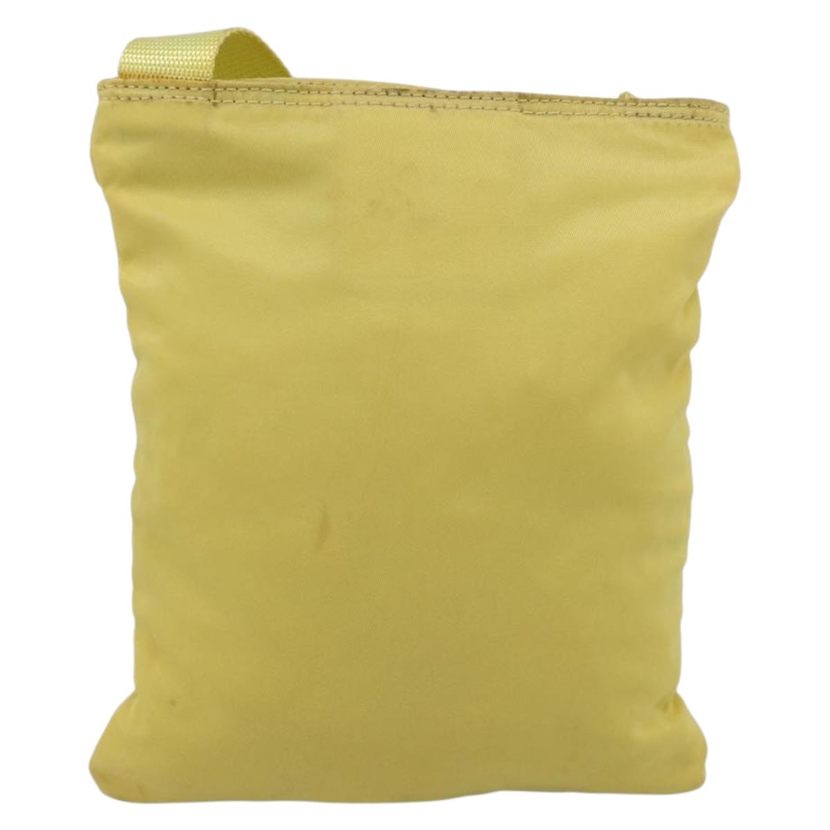 PRADA Shoulder Bag Nylon Yellow Silver