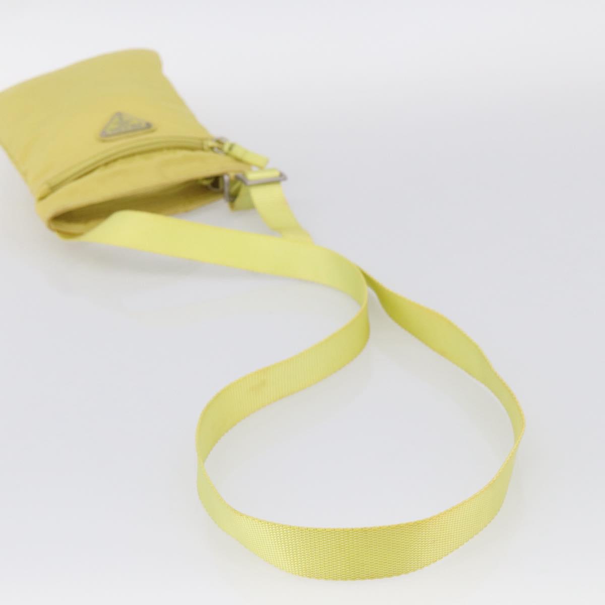 PRADA Shoulder Bag Nylon Yellow Silver