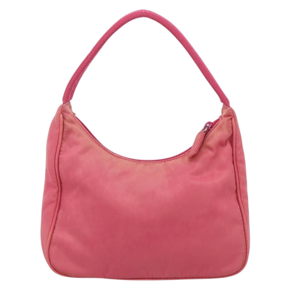 PRADA Hand Pouch Hand Bag Nylon Pink Silver