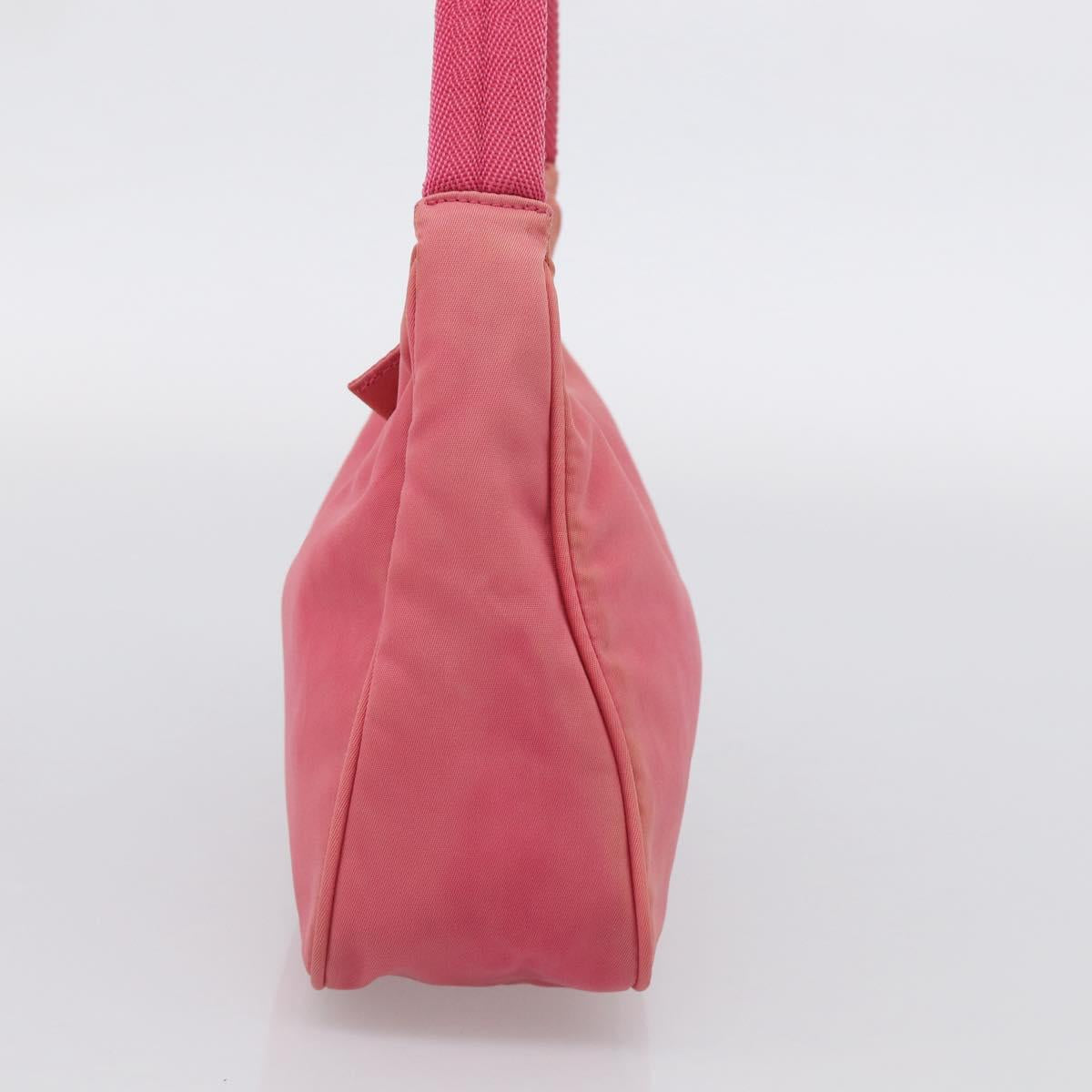 PRADA Hand Pouch Hand Bag Nylon Pink Silver