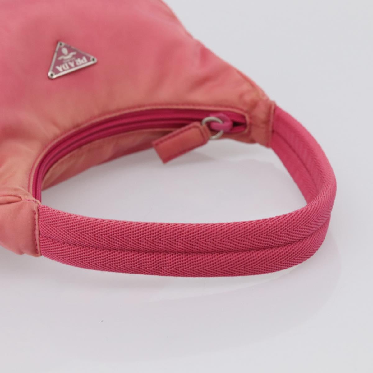PRADA Hand Pouch Hand Bag Nylon Pink Silver
