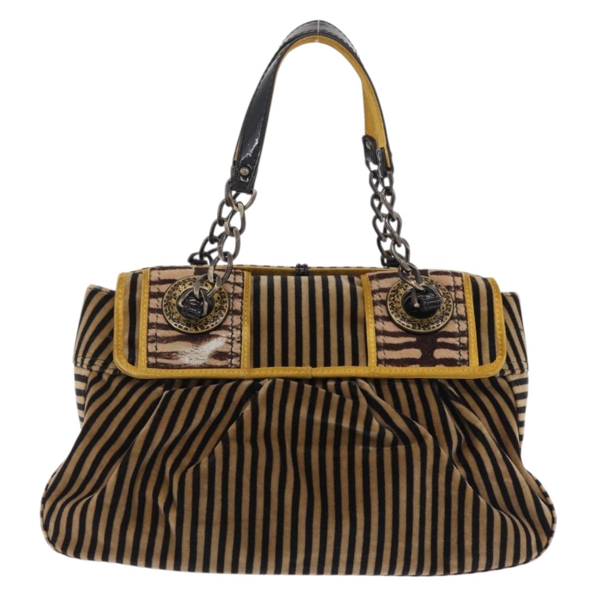 FENDI Chain Shoulder Bag Velvet Beige