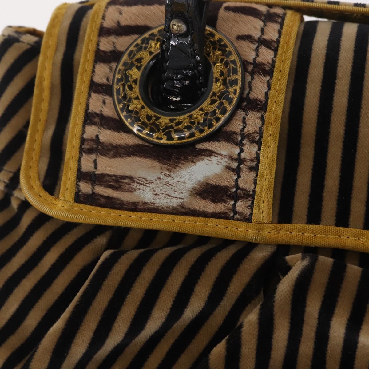 FENDI Chain Shoulder Bag Velvet Beige