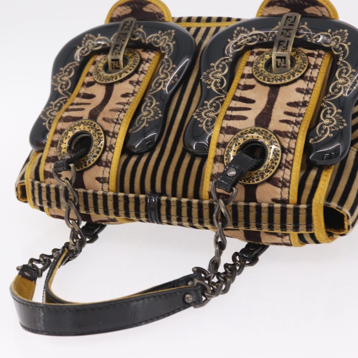FENDI Chain Shoulder Bag Velvet Beige