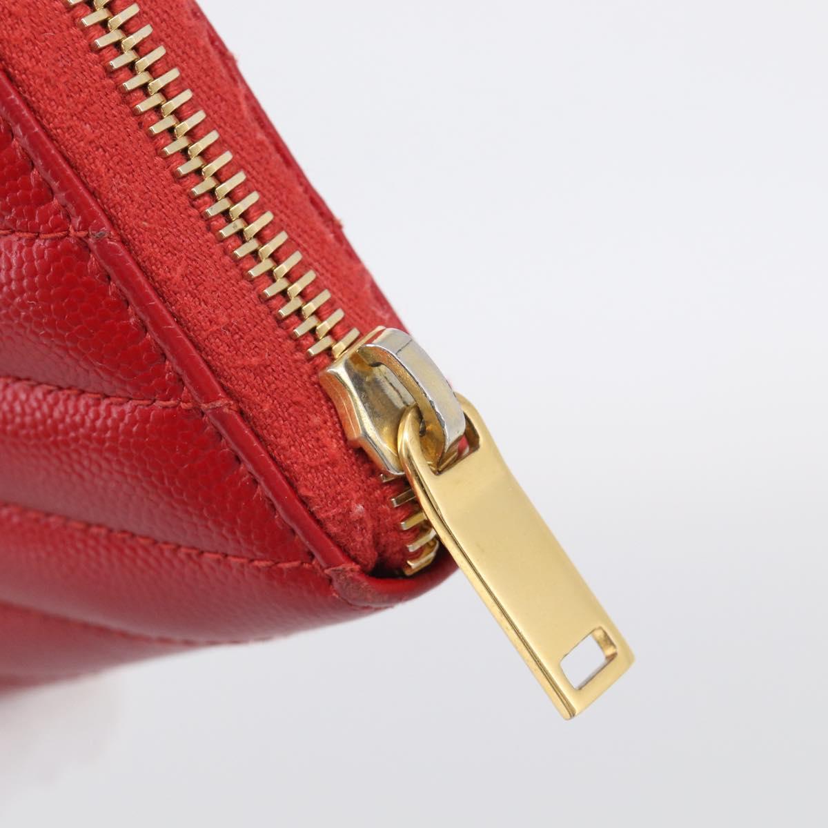 Saint Laurent Long Wallet Leather Red Gold