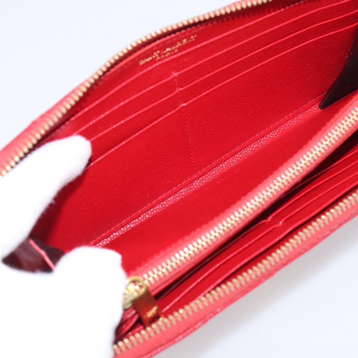Saint Laurent Long Wallet Leather Red Gold