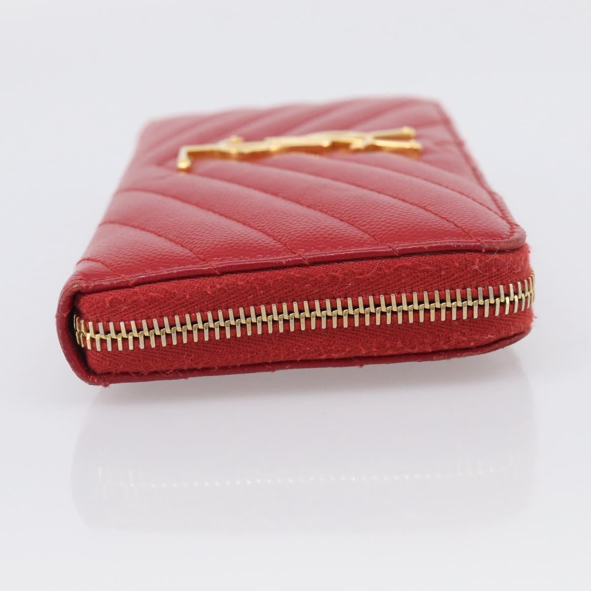 Saint Laurent Long Wallet Leather Red Gold