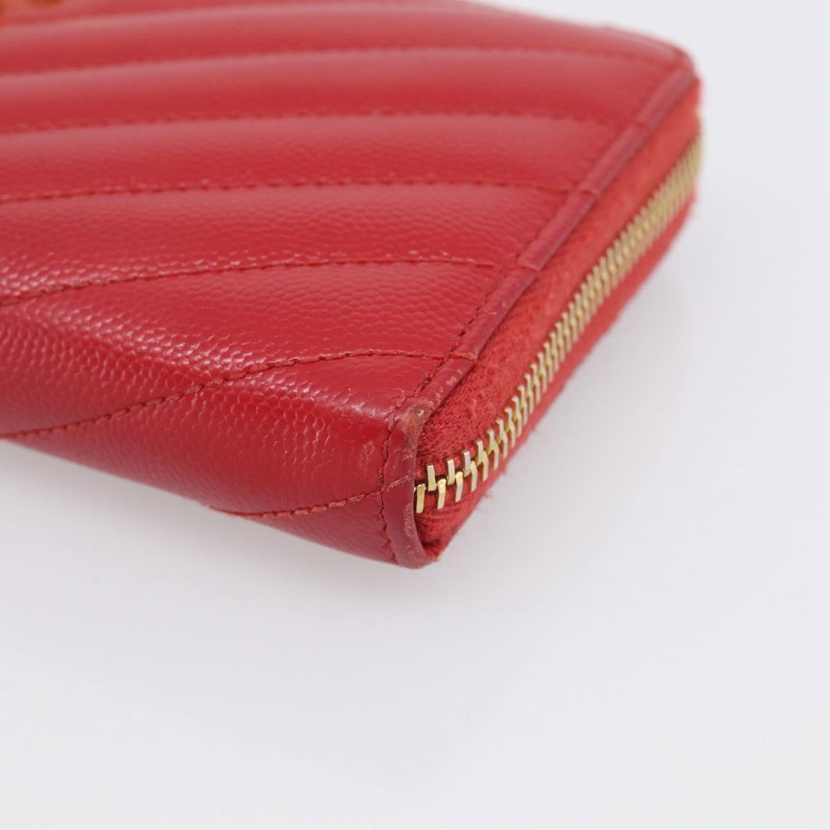 Saint Laurent Long Wallet Leather Red Gold