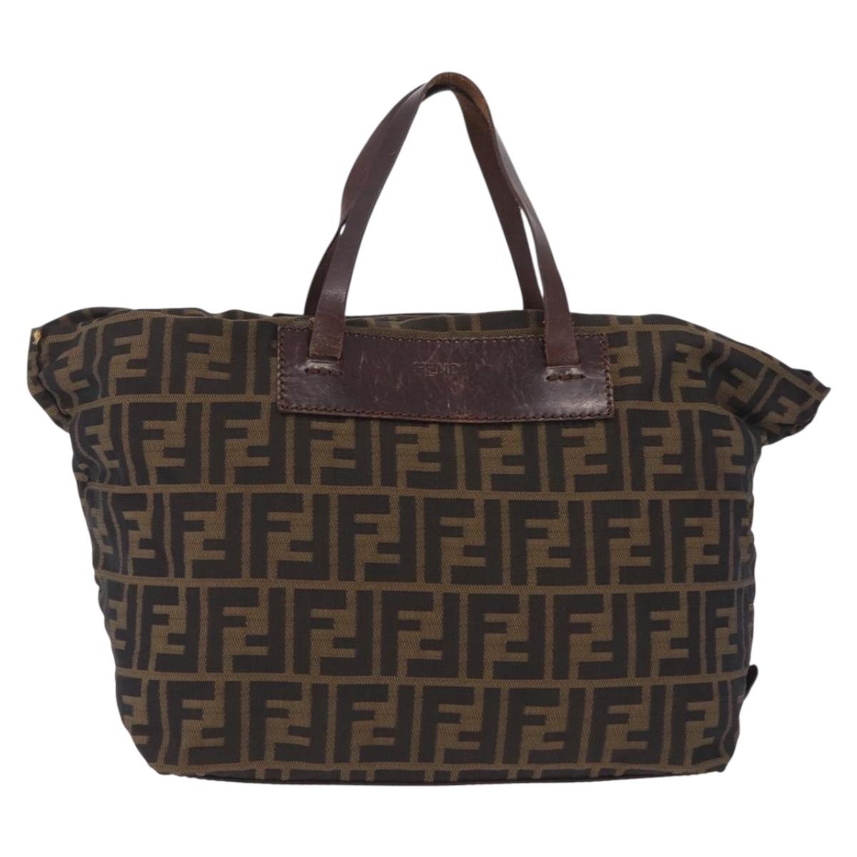 FENDI Zucca Canvas Hand Bag Black Brown