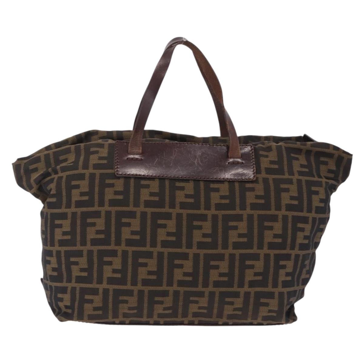 FENDI Zucca Canvas Hand Bag Black Brown